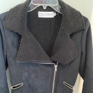 Faux suede moto jacket